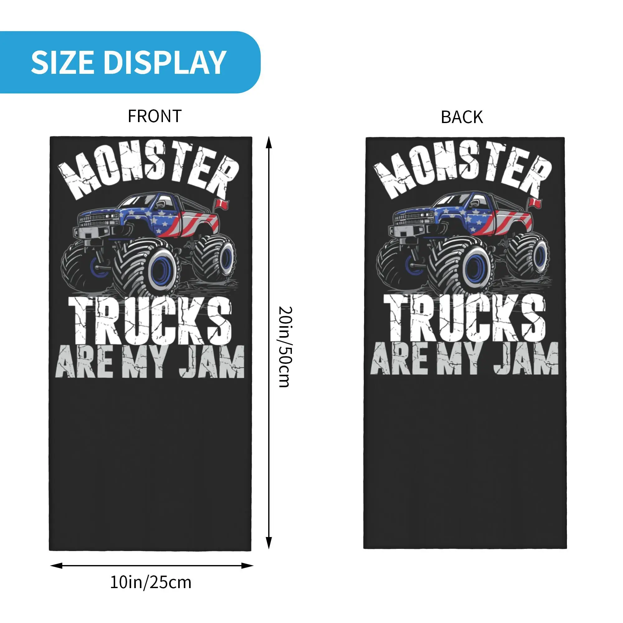 Monster Trucks Are My Jam Bandana Pescoço Gaiter Impresso Lenço Facial Multifuncional Máscara Facial Correndo Para Homens Mulheres Adulto Respirável