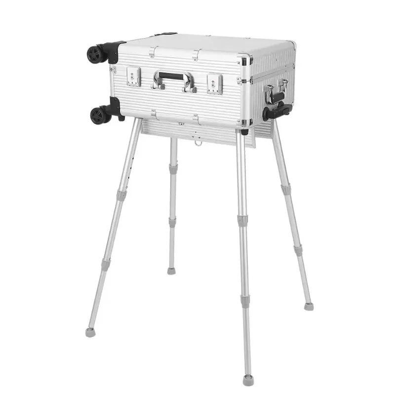 21 Inch Large Capacity Professional LED Makeup Case Bridal Artist Actor Cosmetic Train Case With Universal Wheels Telescopic Rod