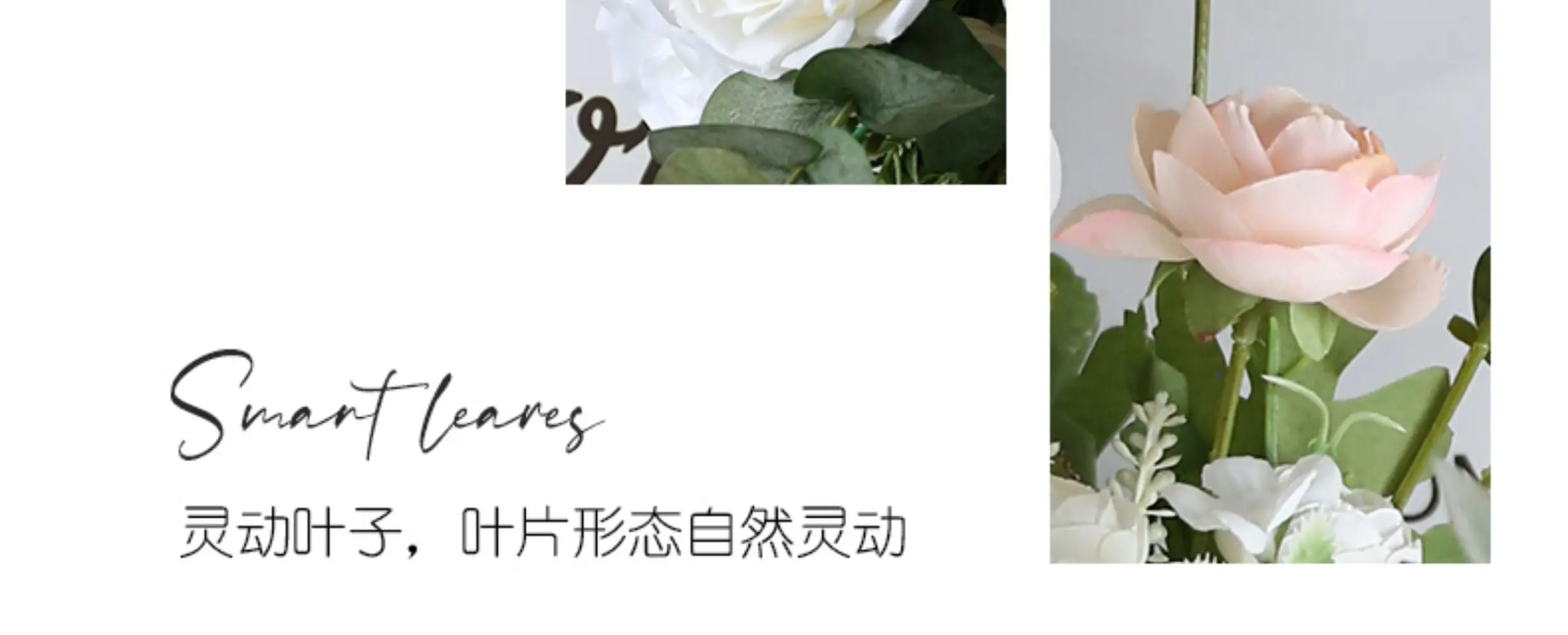 Champagnerweiße Rose mit grünen Blättern, hängende Blumenreihe, Dekoration für Hochzeitshintergrund, Tischdekoration, Ballveranstaltung, Gangdekoration, Bodenblumenrequisiten – Detail 5