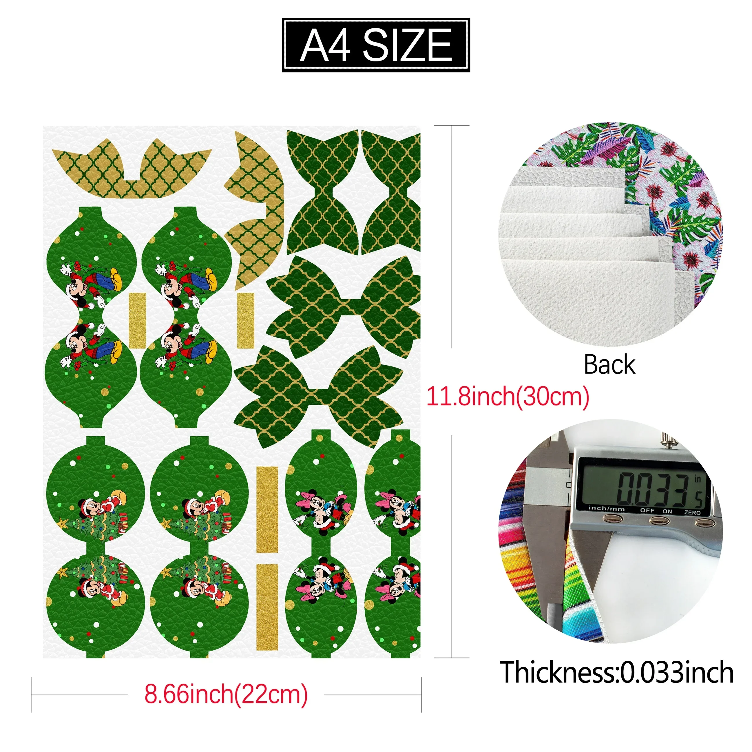 Película de terror Halloween Disney Navidad Mickey patrón forma de arco A4 hoja de cuero sintético textura Litchi 22*30CM