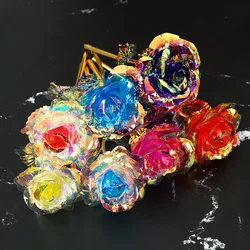 Artificial Flower Foil Rose Flower Valentine's Day Gifts 24k Golden Plated Gold Rose Lasts Forever Love Flower Party Supplies