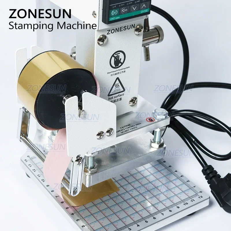 ZONESUN-máquina de prensado en caliente para ZS-90, Máquina Manual de estampado de bronce para tarjetas de PVC, cuero, papel, madera, entrenador,