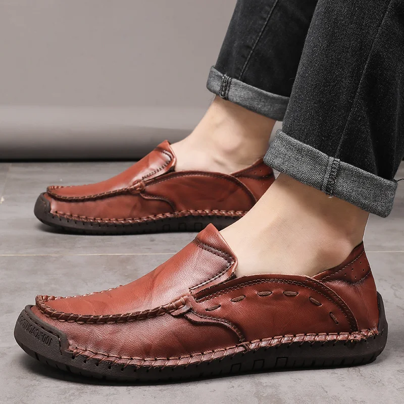 

Men Oxfords Genuine Leather Dress Shoes Lace Up Men's Casual Shoes Luxury Brand Walking Driving Loafers 2024 Plus Size 38-48