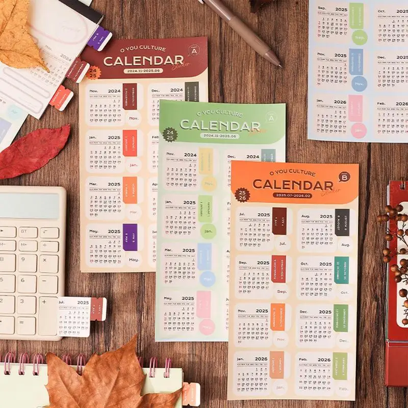 2025 Calendar Index Tab Stickers Waterproof Monthly Calendar Stickers Clear Printing Weekly Planner Label for Project Planning