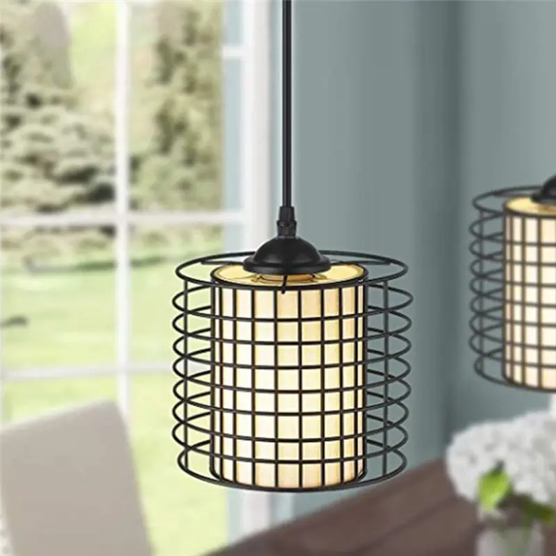 

*X07A Vintage Adjustable Pendant Light, Metal Suspended Pendant Light with Cage Shade, Vintage Ceiling Light