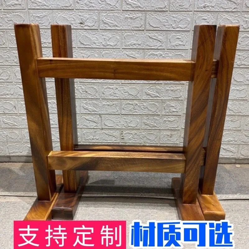 Suporte de perna de mesa de madeira maciça grande tripé Okan nogueira mesa de chá perna suporte de mesa perna de suporte de mesa