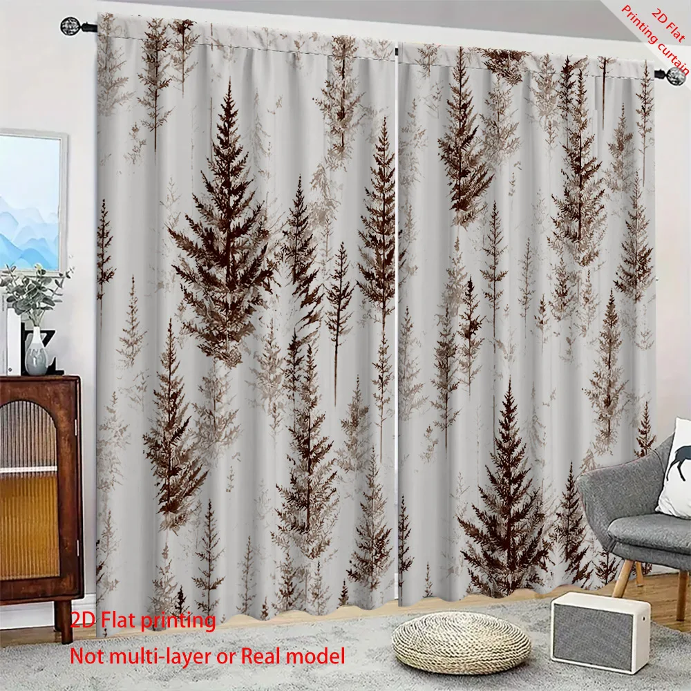 Vintage tree leaf printed curtains, used for office, bedroom, living room, balcony sunshade curtains, and home window decoration
