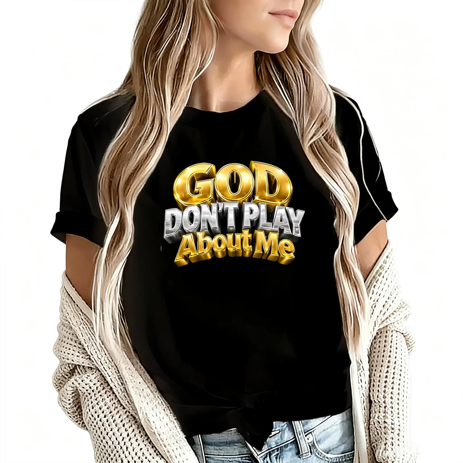 God Don'T Play about Me1 Women's T-Shirt 100% Cotton Funny Graphic Short Sleeve Tee Novelty Shirt Casual Crew Neck Top S-5Xl