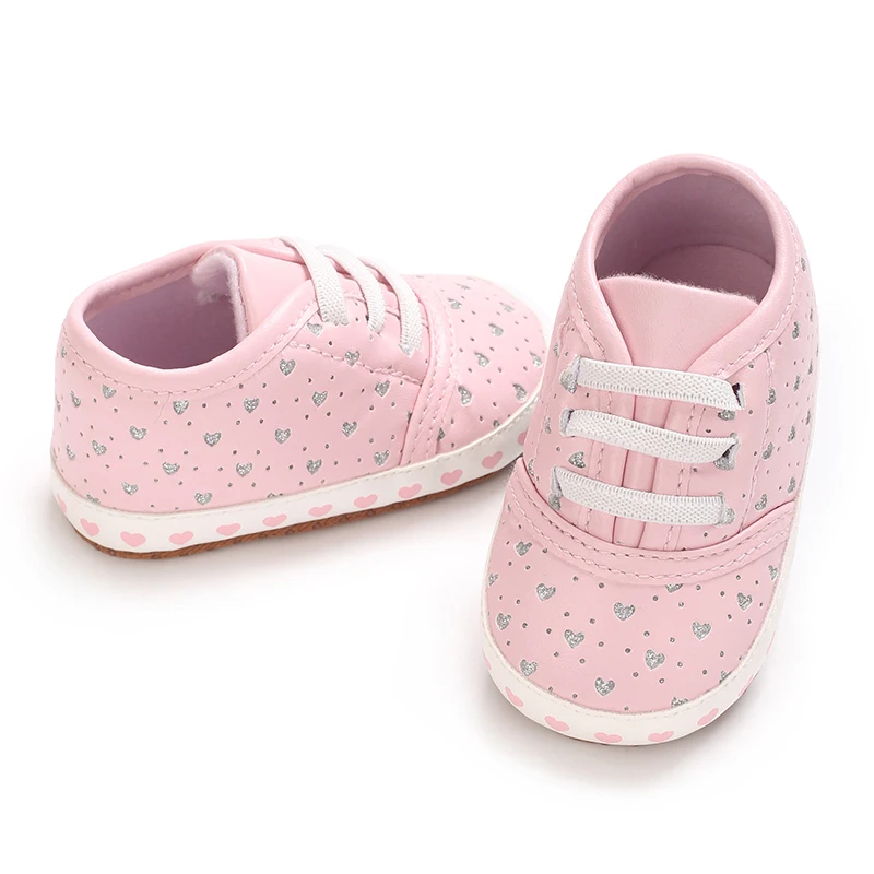 جديد طفل الوردي أحذية رياضية المضادة للانزلاق لينة منقوشة طفلة أحذية حديثي الولادة الأولى مشوا الرضع طفل للجنسين حذاء كاجوال