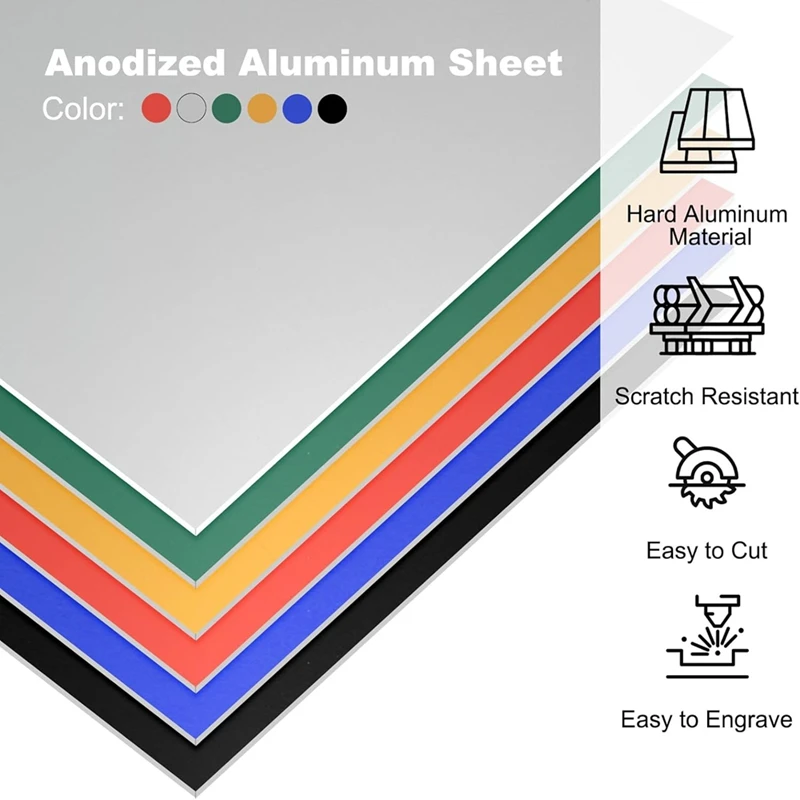 Best 7X5x1/32Inch Anodized Aluminum Sheet Set,0.8Mm Thick Engraving Blanks For Laser Engraving DIY Decorative Crafting Home