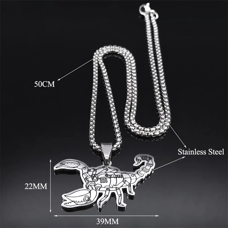 Steampunk آلات العقرب قلادة قلادة الفولاذ المقاوم للصدأ الروبوتات القلائد الميكانيكية مجوهرات Collares N3733S02