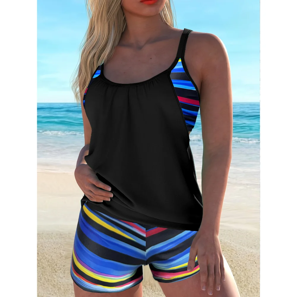 Damenanzüge, Bademode, Bikini, 2025, neuer Tankini, zweiteiliger Badeanzug, sexy Strandmode mit hoher Taille, Hot Spring Pool Party, Urlaubskleidung