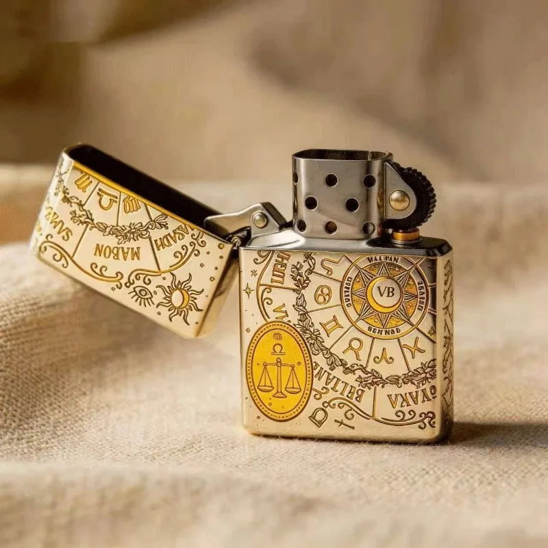 CHIEF Third Generation Twelve Constellations Creative Windproof Personalized Kerosine Lighter, Engraved Men's Gift Collection
