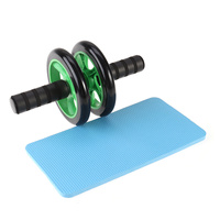 Dual Wheel Mute Abdominal Roller Green Workout Knee Pad Ab Roller Exercise Rollers for Core Workout
