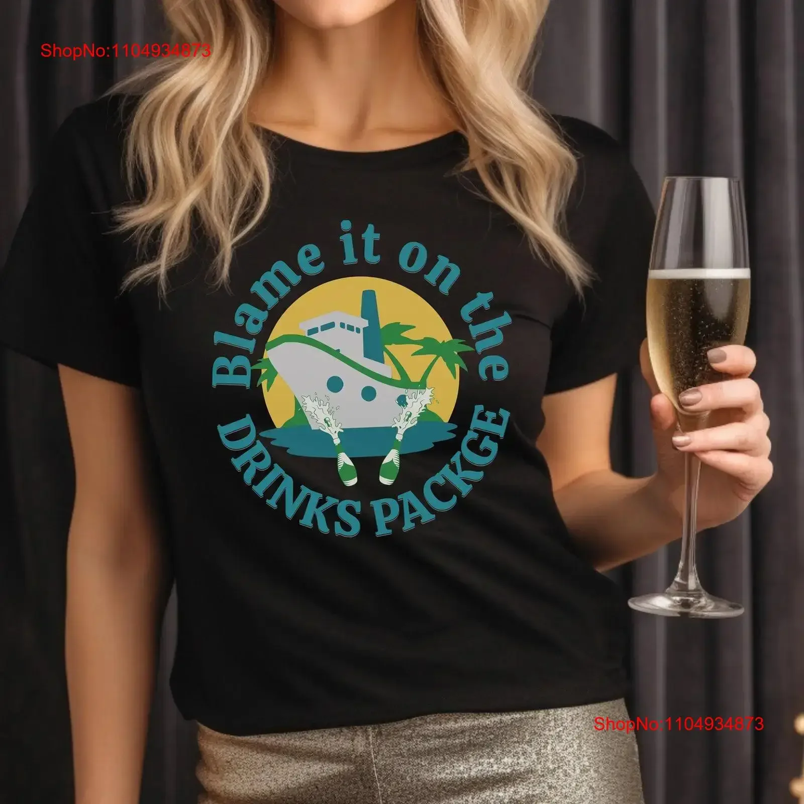 كروز يلومها على حزمة المشروبات تي شيرت ريترو سفينة عطلة السفر مجموعة مضحك خمر غسلها عادية متعددة الاستخدامات #1