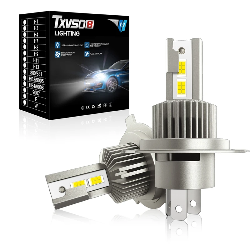 

Светодиодная лампа для фар H4 120000LM, 12 шт. CSP 3570, автомобильная мини-лампа Canbus H4, турбо-свет 6000K 12V 100W