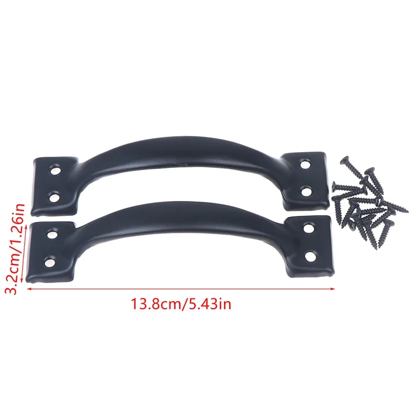 【TG16】2Pcs DIY Furniture Iron Handles w/8pcs Screws for Door Gate Window Handle Pull Sliding Barn Doors Garages Sheds Pulls Knob