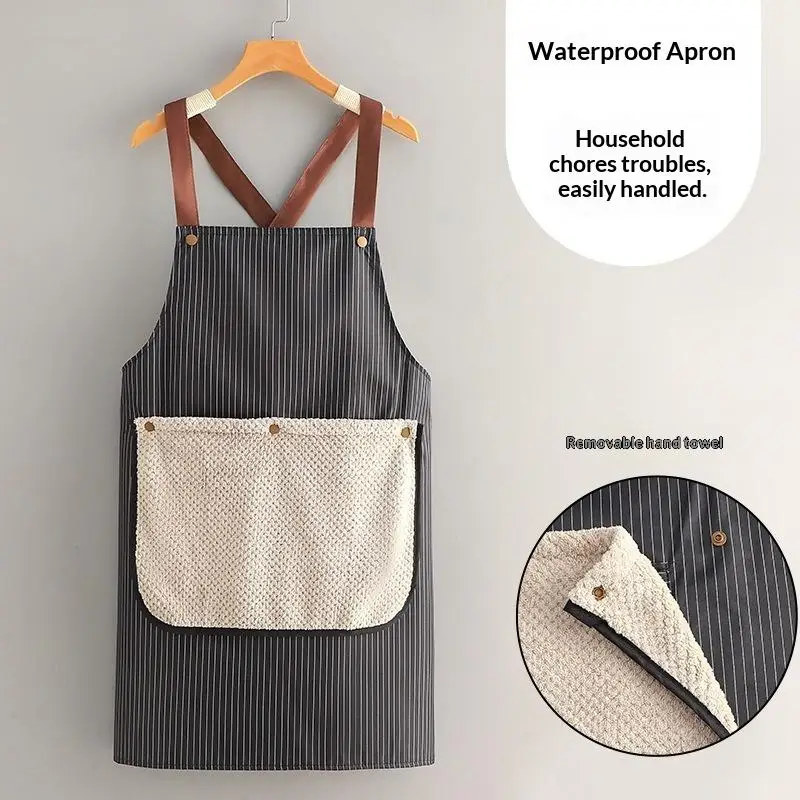 Fashionable Adult Kitchen Apron, Waterproof Oil-Proof Cooking Overalls Waist Apron for Men and Women