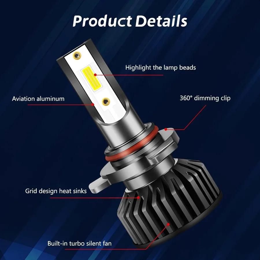 LED-Autoscheinwerfer mit integriertem Treiber, 6000 K, Frontscheinwerfer, weißes Licht, 9005, 2 Stück