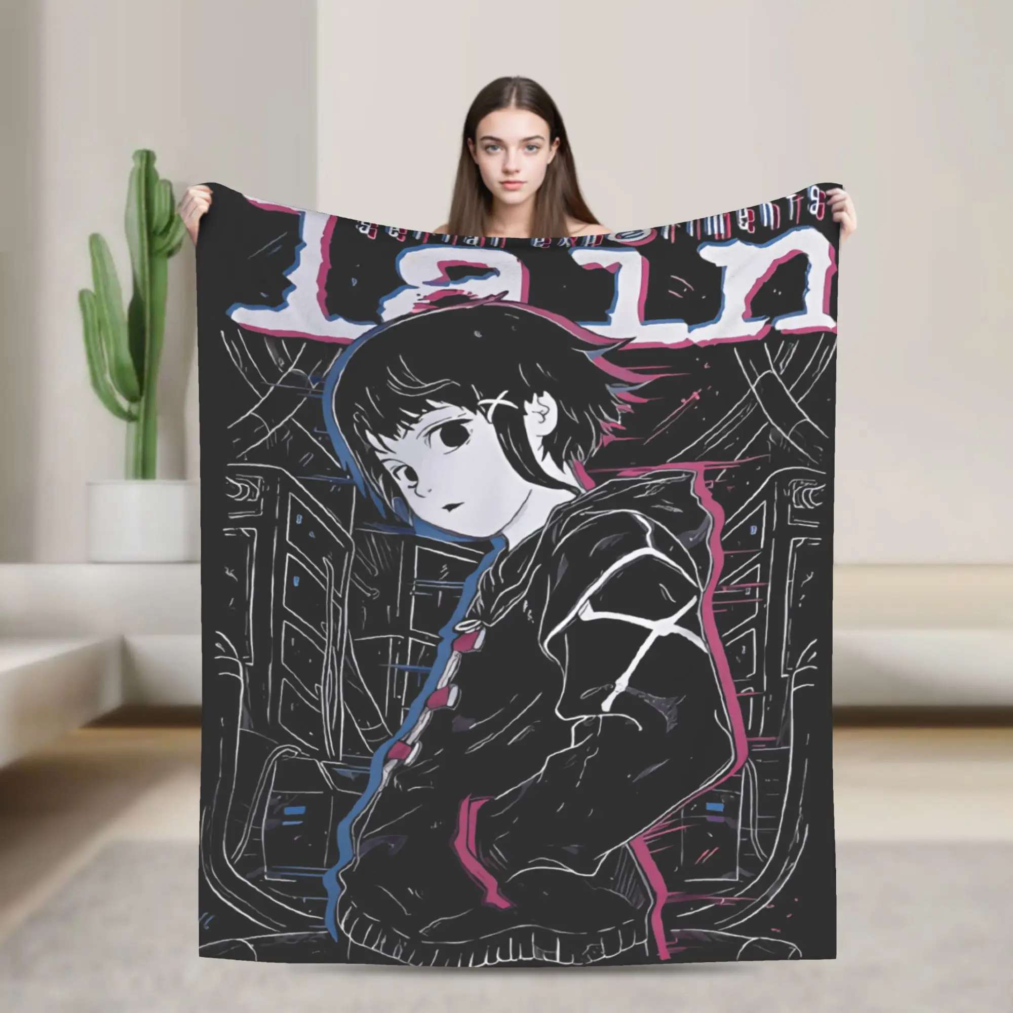 Anime Serial Experiments Lain Plush Blanket Girls Boys  Flannel Throw Blanket For Living Room Super Soft Quality Bedspread Gift