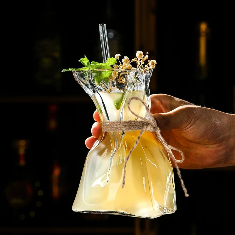 

280ml Creative Pleating Cocktail Glasses for Bar Glassware Wine Glass Restaurant Juice Coffee Cup Vase Ornaments Cocktail Set
