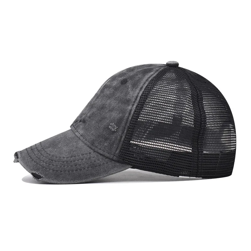 12 Colors Mesh Summer Cap for Women Ripped Cotton Sun Hats Vintage Distressed Baseball Cap for Men Hats