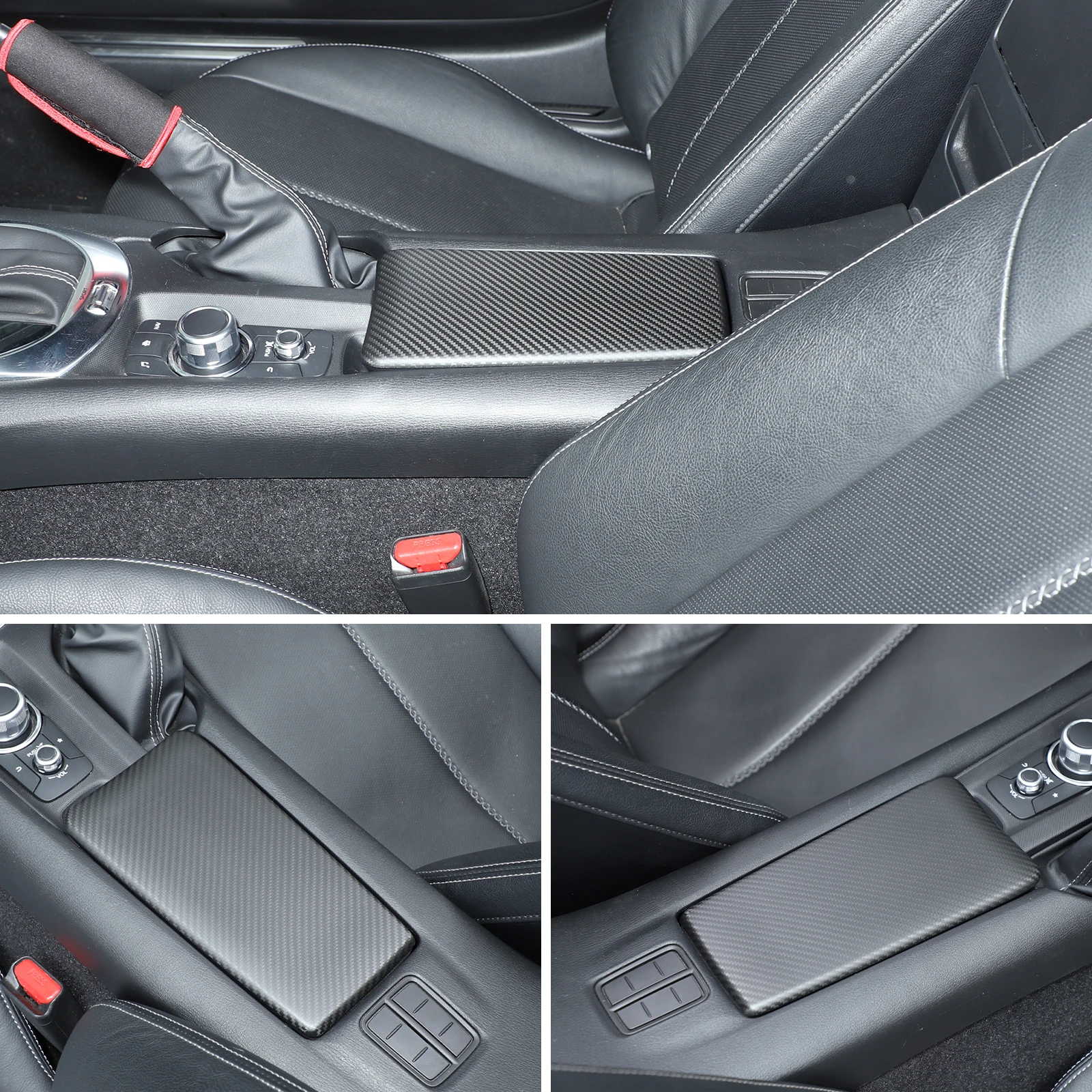 

For Mazda MX-5 ND Fiat 124/Abart 124 2016+ Real Carbon Fiber Center Console Armrest Box Cover Trim Interior Car Accessories