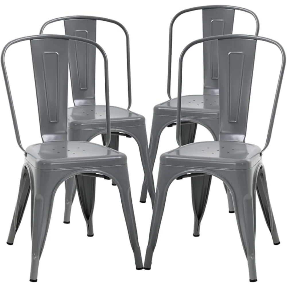 

Metal Dining Chairs Indoor-Outdoor Stackable Chic Restaurant Bistro Chair Set of 4 330LBS Weight Capacity Sturdy Cafe