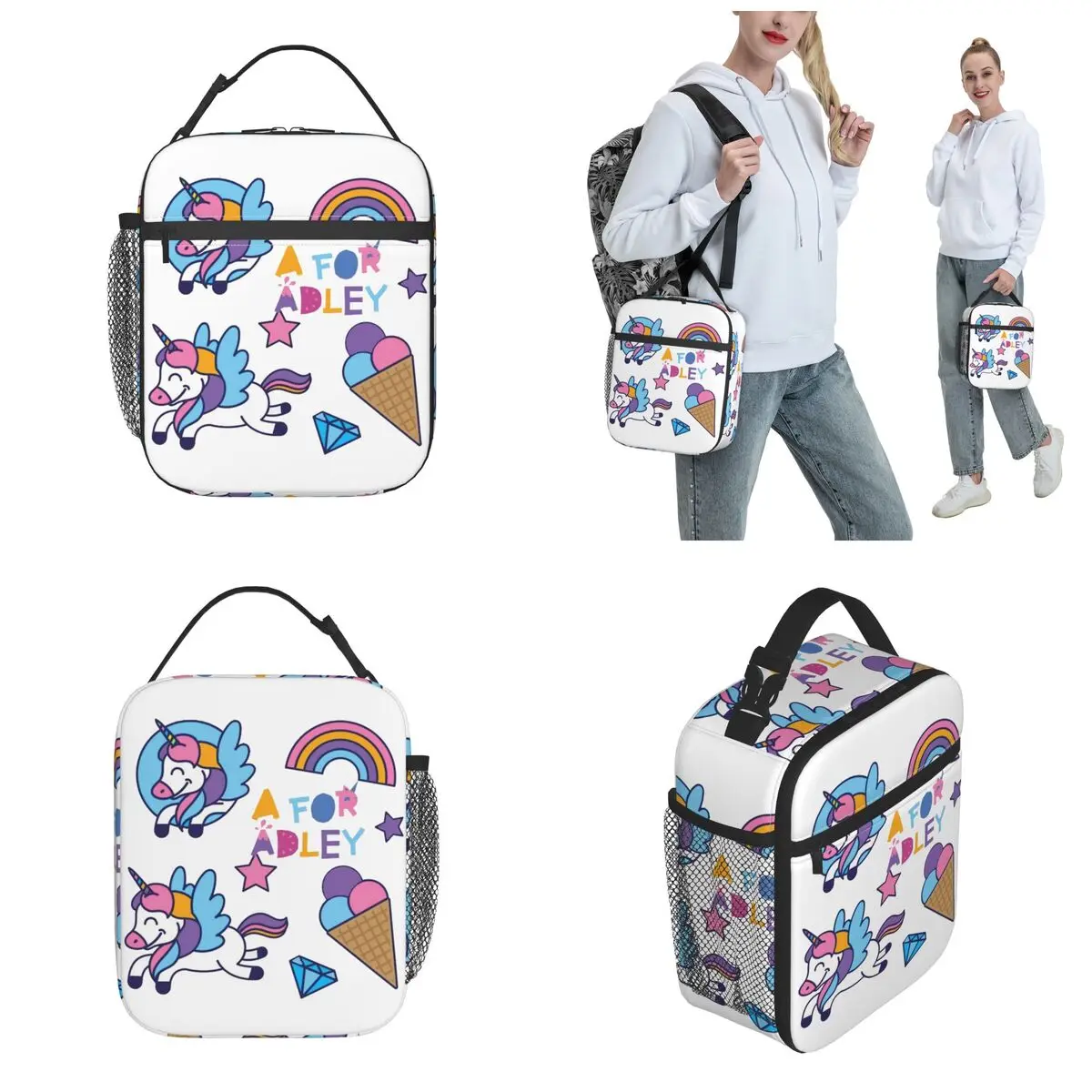 Little Unicorn Adley Girl accessori borsa termica per il pranzo da viaggio A per Adley Food Box Portable Cooler Thermal Lunch Box