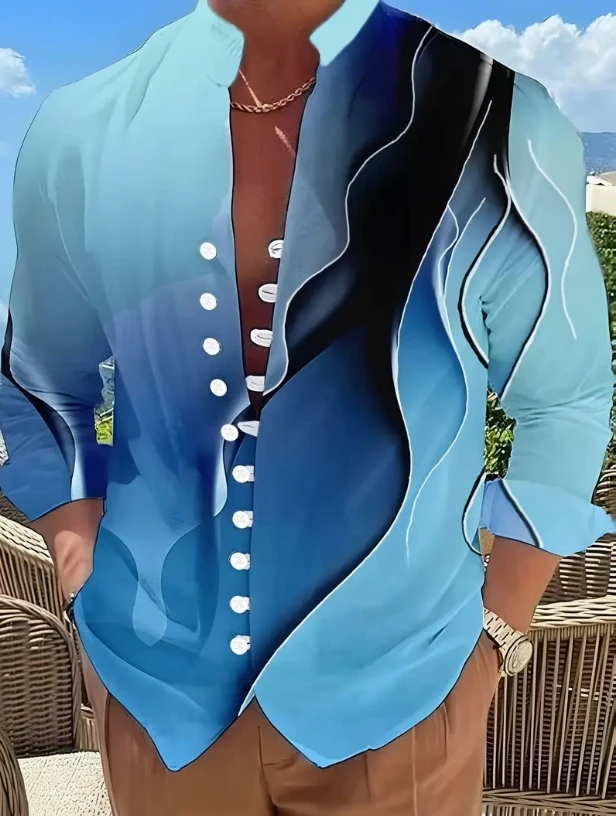 2026 Men's Fashion Long Sleeve Shirt Button Shirt Beach Casual Animal Shirt High Quality Comfortable Fabric Top