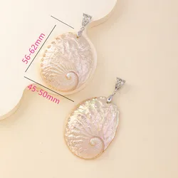 Natural Freshwater Shell Irregular Pendant Mother of Pearl Shell High Gloss Jewelry Accessories Making DIY Necklace45-50x56-62mm