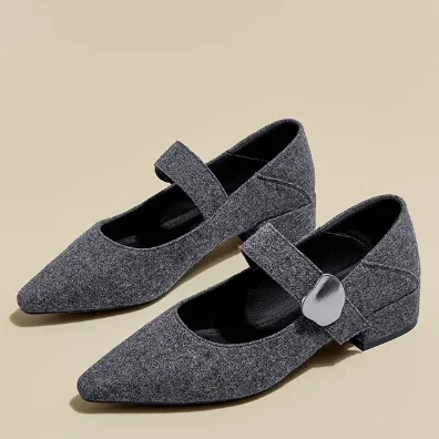 

Pointed Toe Mary Jane Single oes Women's Leather Magic Fastener oes French Sle Casual Faion Fall Season New Arrivals