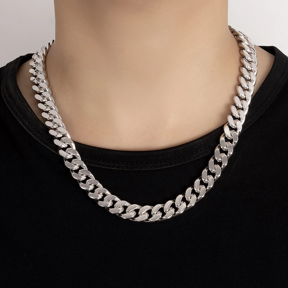 Men's 925 Sterling Silver Hip Hop Necklace 12mm Wide Bold Streetwear Chain Jewelry Daily Wear Vacation Party Birthday Gift