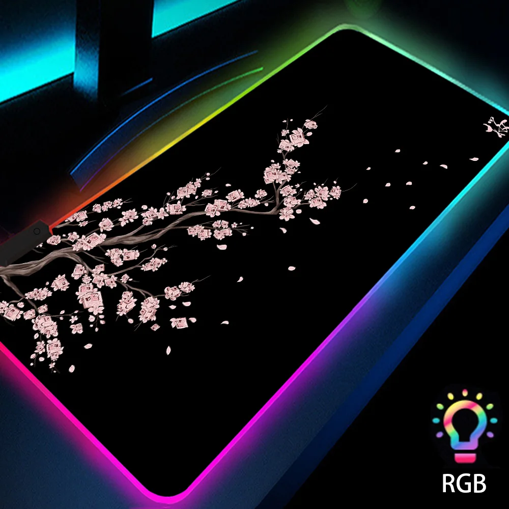 LED RGB มังกรเมาส์ Pad Backlit Mat Deskmat Playmat แล็ปท็อปญี่ปุ่น Anime Gaming Keyboard Rubber Pad Pad บนตารางแผ่นรองเม้าส์