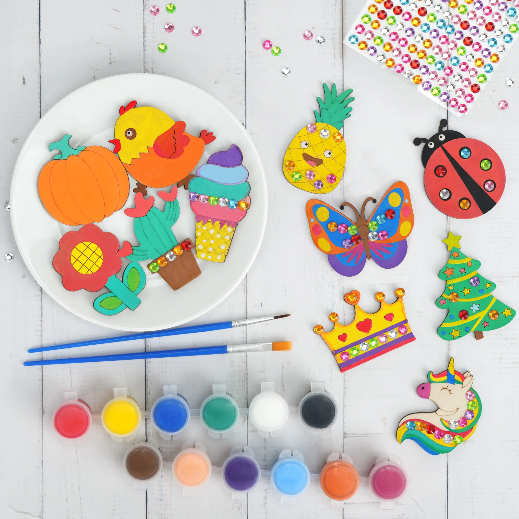 DIY木製マグネット木工キット 子供用 暗闇で光る、アート用品絵画キット、クリスマスプレゼントの楽しいパーティーの記念品