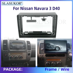 9 Inch Fascia For Nissan Navara 3 D40 2004-2010 Car Radio Panel Player Audio Frame Dashboard Mount Kit With Wire