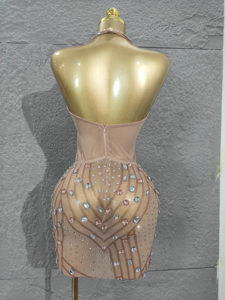 Cravate sexy paillettes brillantes robe de soirée robe de performance costume de chanteur de boîte de nuit, costume de danseuse, costume de scène