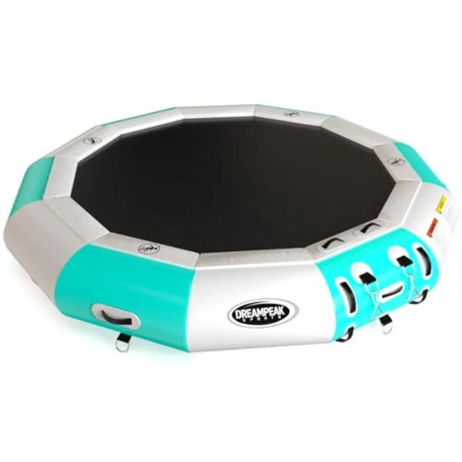 

Water Trampoline for Lake: Heavy Duty Inflatable Bouncer with Electric Pump Rope Ladder Floating Swim Platform in Blue for Adul