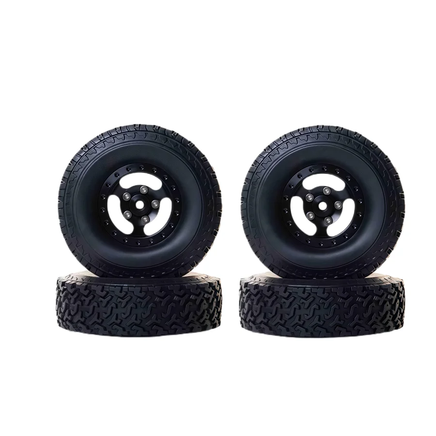 1SET/4P Metal Upgraded Wheels and Tires For MN78 MN82 WPL C74 C24 C54 C14 RC Car Spare Metal Beadlock Wheel Hub Rims with Tires 5