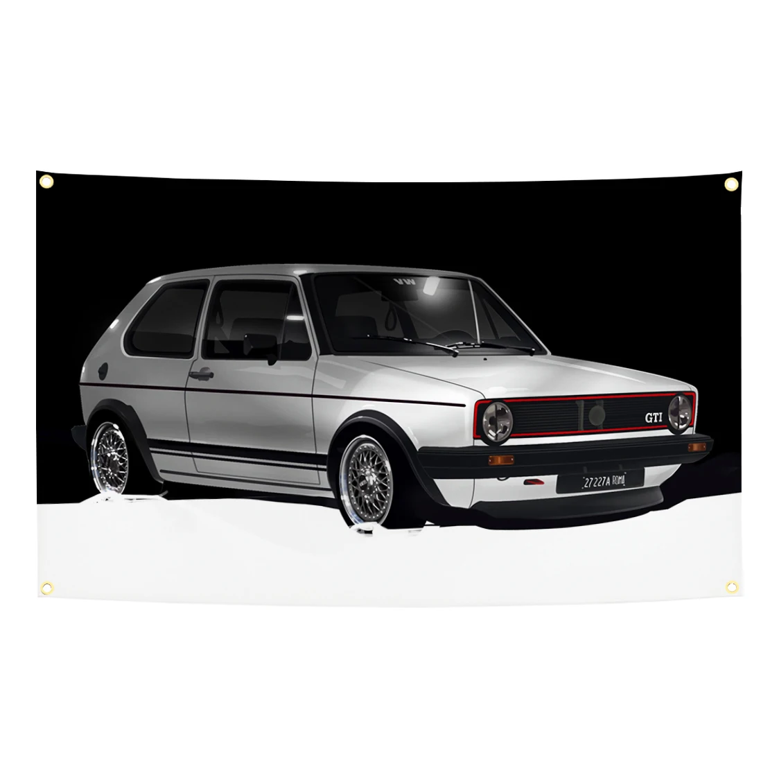 90x150cm Klassische Vintage Golf-Auto-Flagge JDM Wandteppich Polyester Digitaldruck Banner für Garage Wandkunst Außendekoration