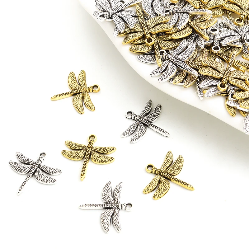 Vintage Dragonfly Design Alloy Charms 30pcs DIY Men Women Trinkets Crafts Accessories Necklace Bracelet Earrings Insect Pendants