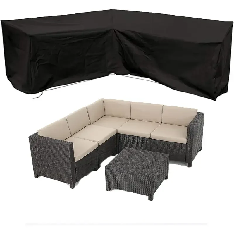 Anti-UV L-shaped Outdoor Sofa Cover Waterproof Windproof Durable Polyester Furniture Protector