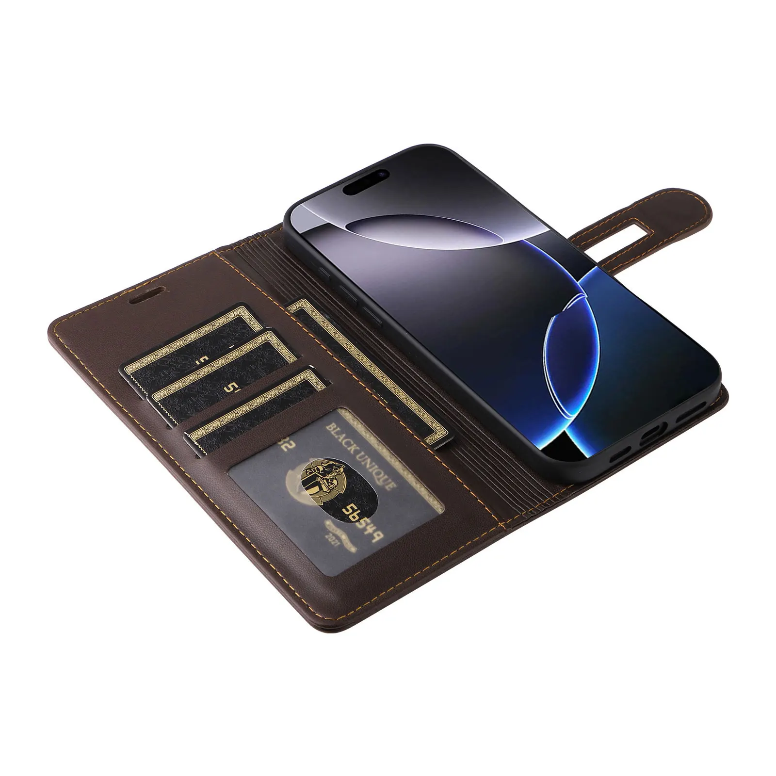 Luxury Magnetic Leather Card Solt Phone Case for iPhone 17 Pro Max 16 Plus 15 14 13 12 11 Shockproof Kickstand Book Pocket Cover