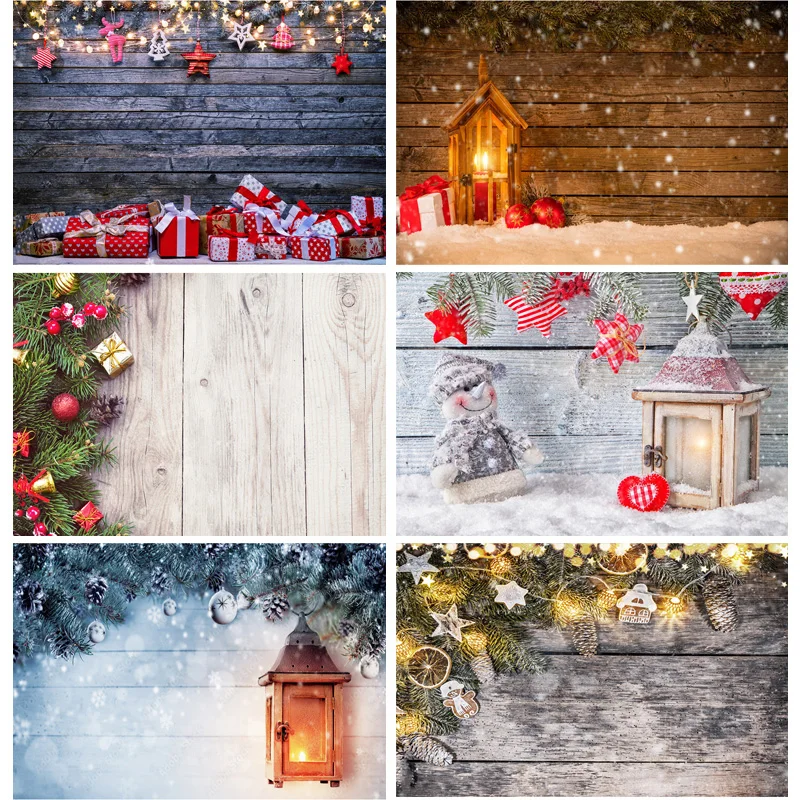 

SHUOZHIKE Christmas Wooden Planks Theme Photography Background Snowman Portrait Backdrops For Photo Studio Props 211220 SDMB-06