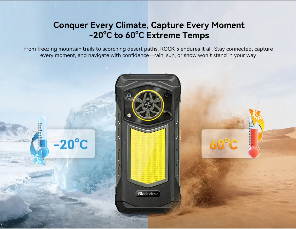 Global version Blackview ROCK 5 Rugged Smartphone Android 16 6.78'' 2.4K Display Camping Lantern 20000mAh 108MP NFC Mobile Phone