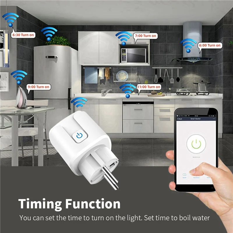 

M13K-4X Tuya Smart Wi-Fi Plug EU 20A Умная розетка с мониторингом мощности Энергосберегающий пульт дистанционного управления Smart Life EU Plug