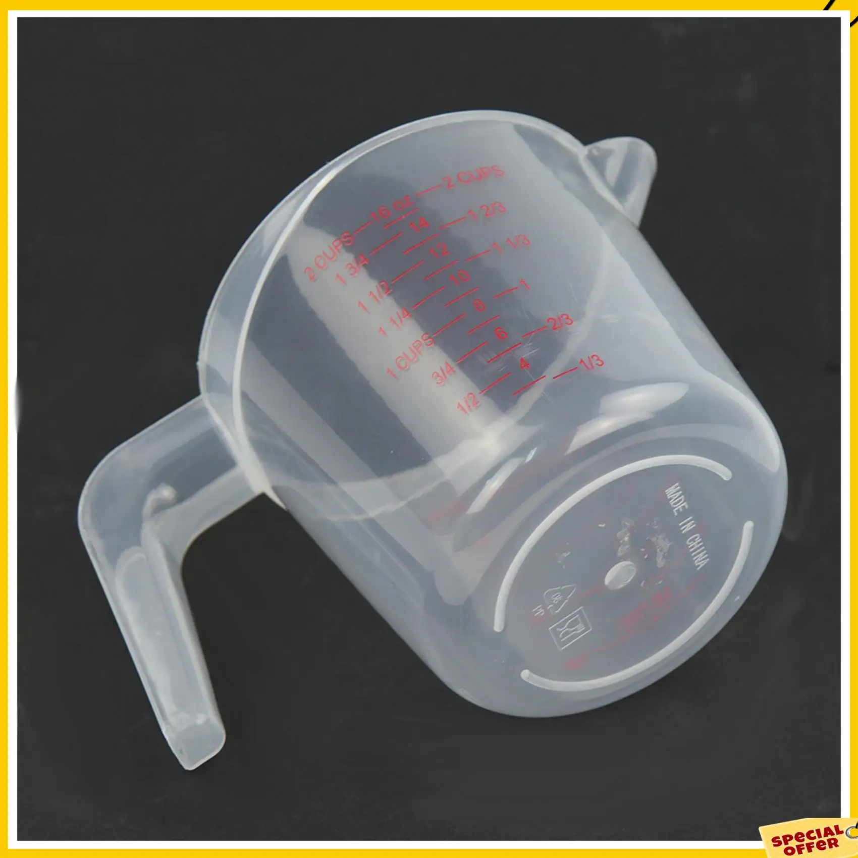 A24P 2X 500 ml Domowe laboratorium Dzbanek pomiarowy Dzbanek Plastikowy uchwyt Pojemnik z wylewką