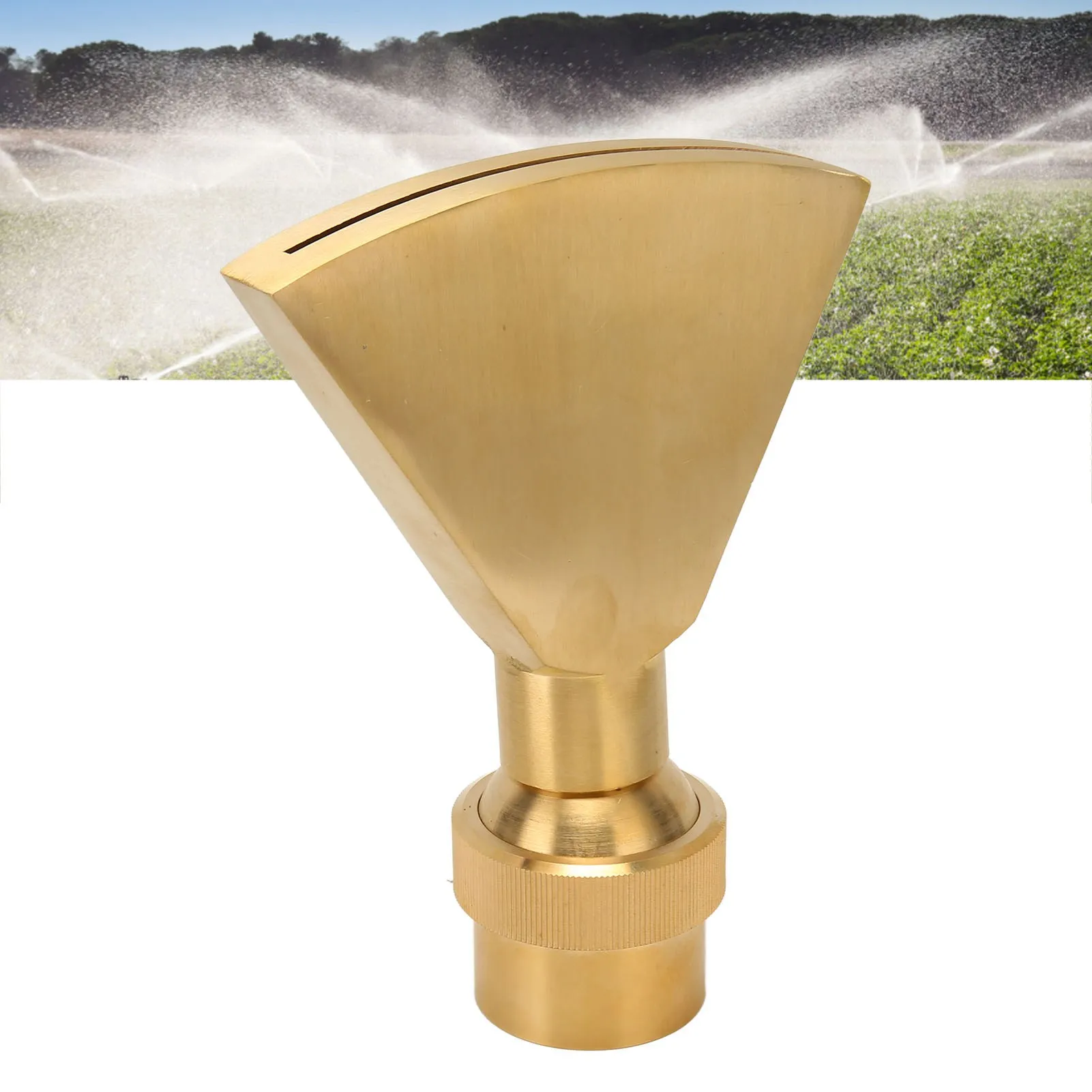 

Fan Shaped Pond Sprinkler G1‑1/2 Adjustable Brass Fan Shaped Fountain Nozzle for Garden Museums Water Fountain Nozzle Spray
