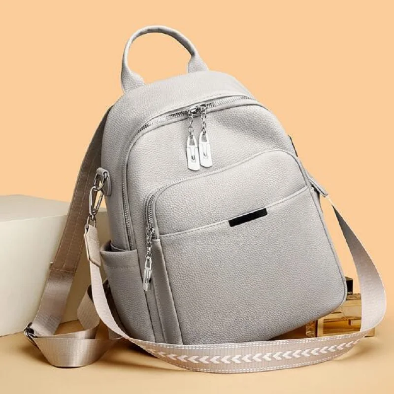 New Korean Fashion Trend High Quality Leather Travel Backpacks Women's Casual Large Capacity Shoulder Bags School Bag Totes