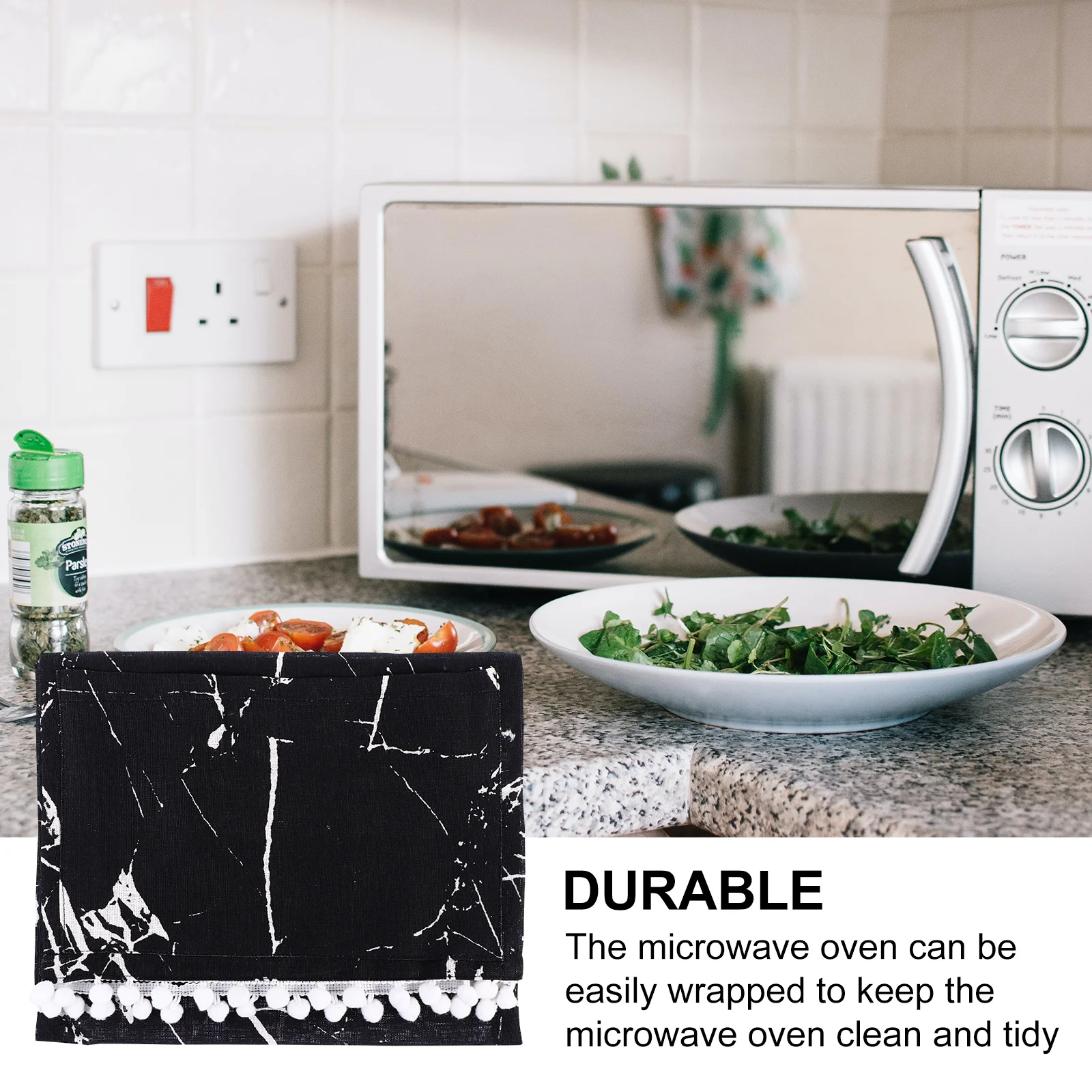 

Marble Microwave Oven Cover Dustproof Easy Clean Protective Cover Decorative Home Kitchen Microwave Protector - Covers